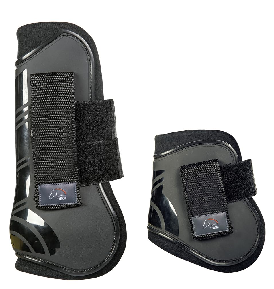 HKM SPORTS EQUIPMENT Genoa Jumping Boots and Fetlock Caps Set of 4 Dark Blue/Black Pony