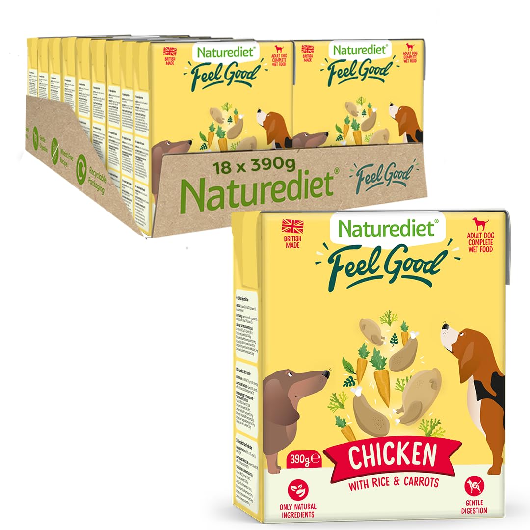 Naturediet - Feel Good Wet Dog Food, Natural and Nutritionally Balanced, Chicken, 390g (Pack of 18)