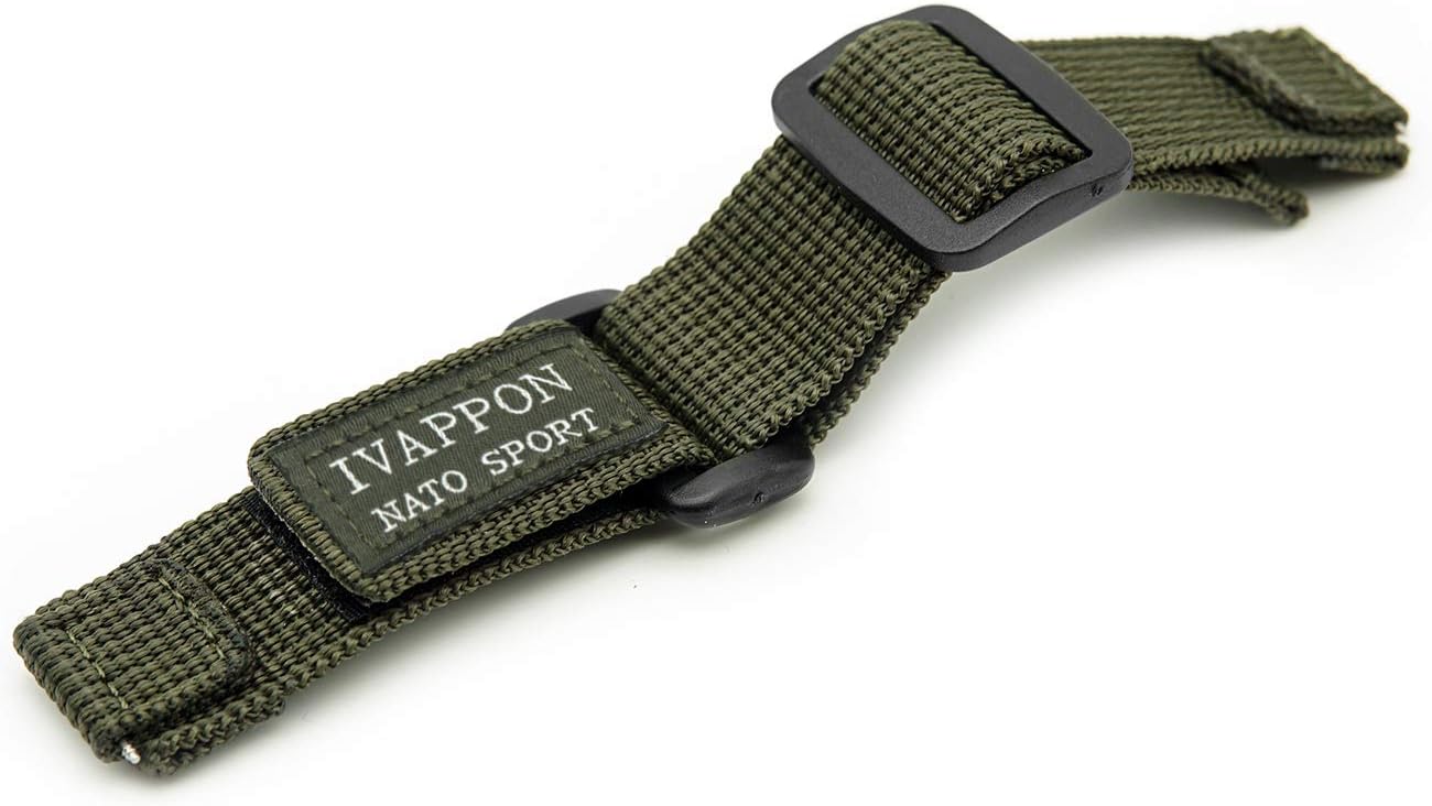 IVAPPON 20mm Adjustable Hook Loop Sport Nylon Watch Strap
