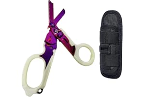 Elegital Emergency Response Shears,Stainless Steel Multifunction Self-Luminous Foldable Trauma shear with 1 Black Holster for Outdoor Camping Tools