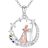 MISTBEE Guitar/Violin/Cello/Painting Necklace for Women Music Lovers 925 Sterling Silver Music Note Treble Clef Pendant Musical Jewelry Musical Art Gifts for Christmas Birthday