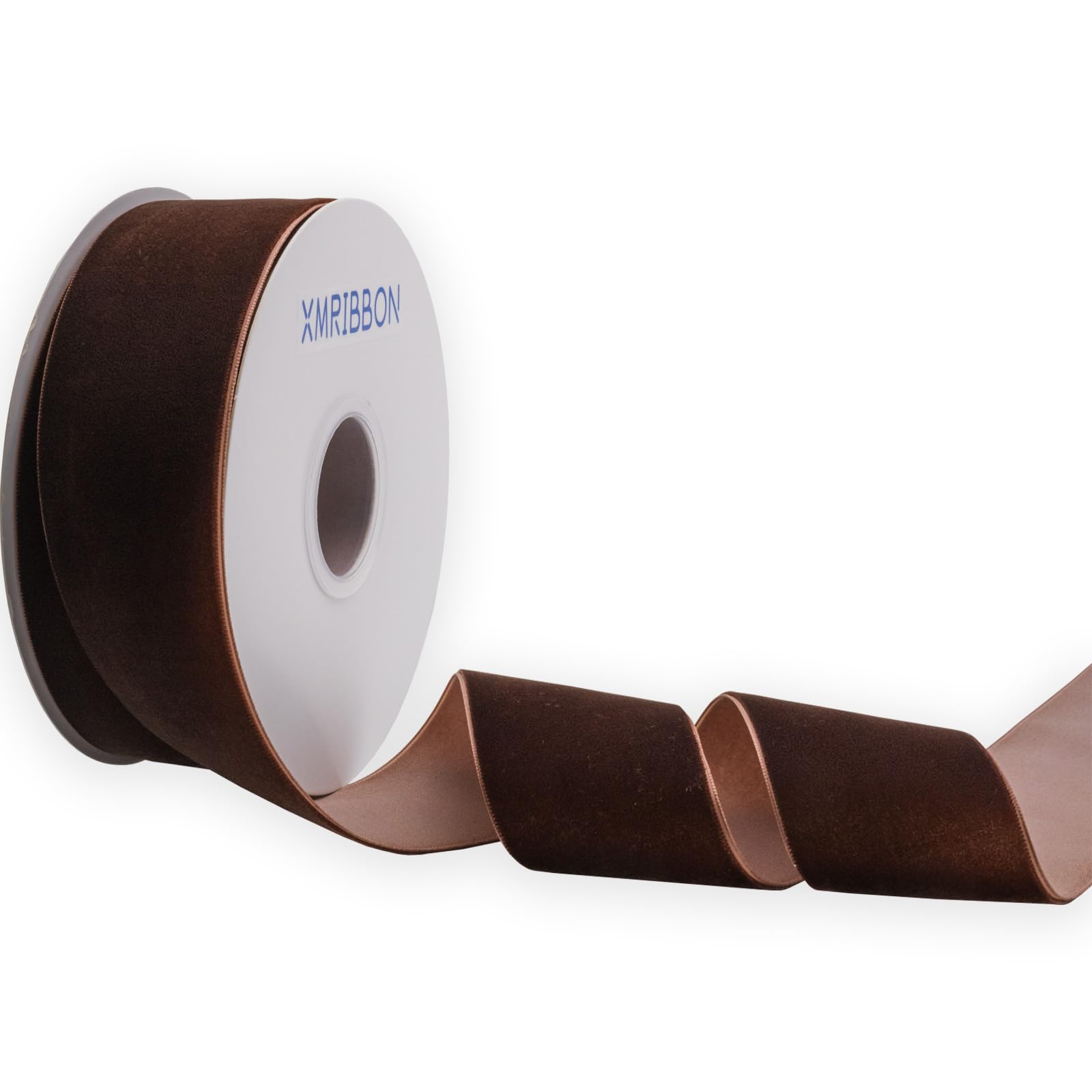 Photo 1 of XMRIBBON Coffee Velvet Ribbon Single Sided,2 Inch by 10 Yards Spool (Brown)
