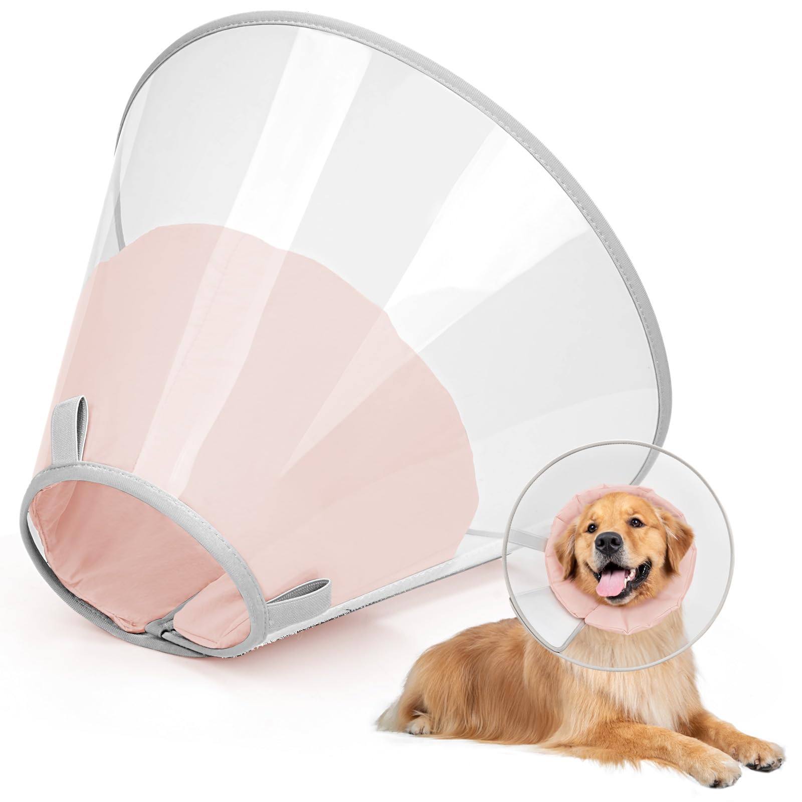 Photo 1 of Joypig Dog Cone Collar to Stop Licking, Clear Elizabeth Recovery Collar with Soft Pad for Large, Medium, Small Dogs, Pet Head Cone Alternative After Surgery, Neutering, Injury (2XL)
