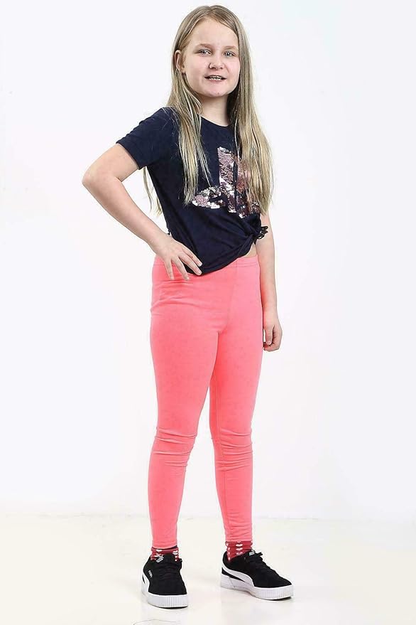 Childrens Kids Girls Footless Lycra Neon Colour Dance Party Leggings
