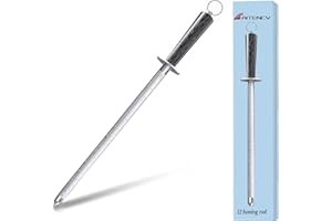 AITENCY Honing Rod,12" Knife Sharpener Rod Commercial Grade Knife Sharpening Steel Rod Adopt 66HRC Hard Alloy Steel Material With Rosewood handle for Kitchen Knives and Hunting Blade Sharpening