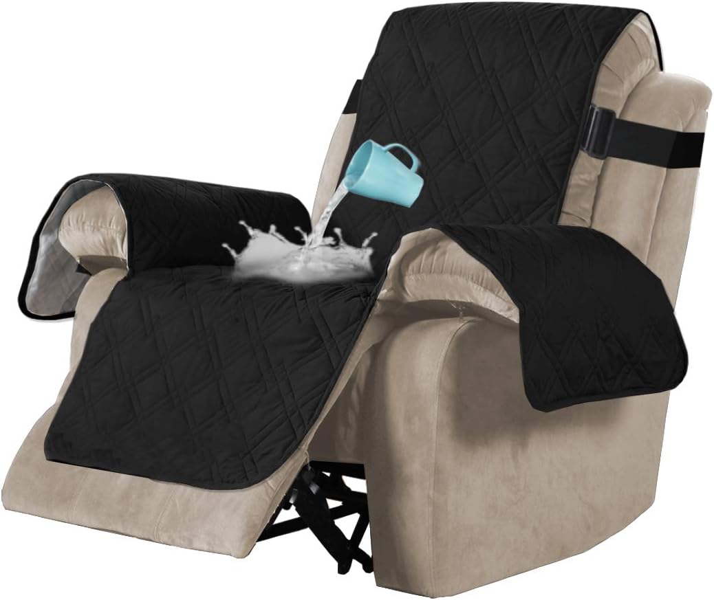 H.VERSAILTEX 100% Waterproof Quilted Recliner Chair Cover Recliner Cover Recliner Slipcover for Living Room, Secure with Elastic Strap and Non Slip Puppy Paw Silicone Backing (Standard, Brown): Kitchen & Dining