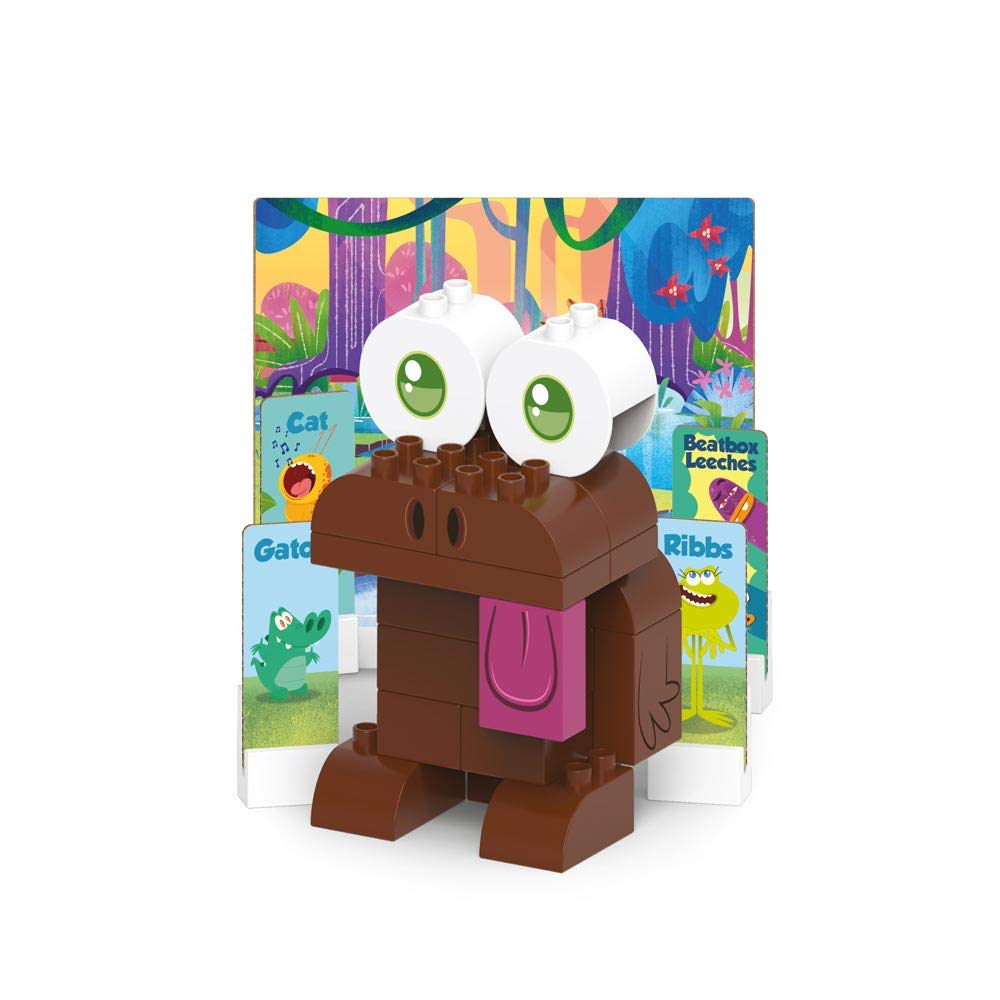 BIOBUDDI BB-0151 Swampies Newt Biological Building Blocks for Plug-In, Compatible with Other Brands, Made of Organic Plastic, 27 Clamping Blocks, Play Background and Cardboard Toy Figures