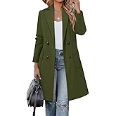 CHICZONE Women's Notch Lapel Double Breasted Mid Long Pea Coat Wool Blend Overcoat Winter Outwear
