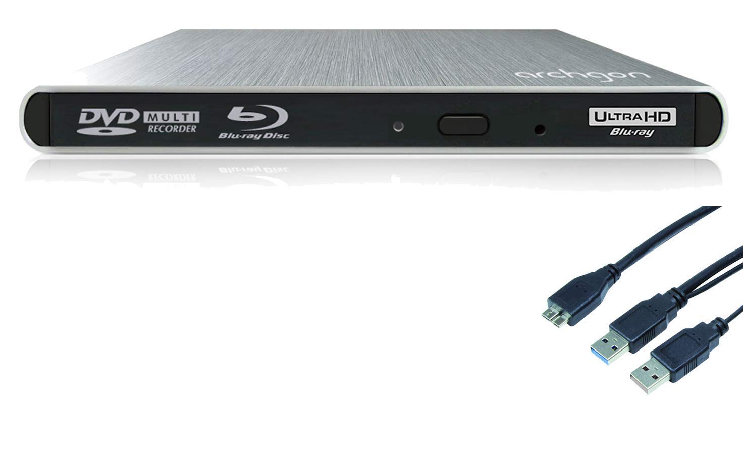 Archgon Style lettore 4KUHD masterizzatore Bluray esterno (lettore) USB 3.0 alu argento