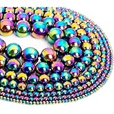 Zenkeeper 108 Pcs Rainbow Hematite Gemstone Beads for Jewelry Making 8 MM Hematite Gemstones Loose Stone Beads