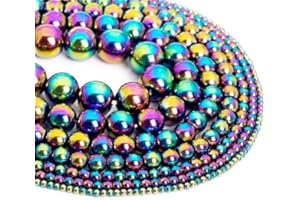 Zenkeeper 108 Pcs Rainbow Hematite Gemstone Beads for Jewelry Making 8 MM Hematite Gemstones Loose Stone Beads