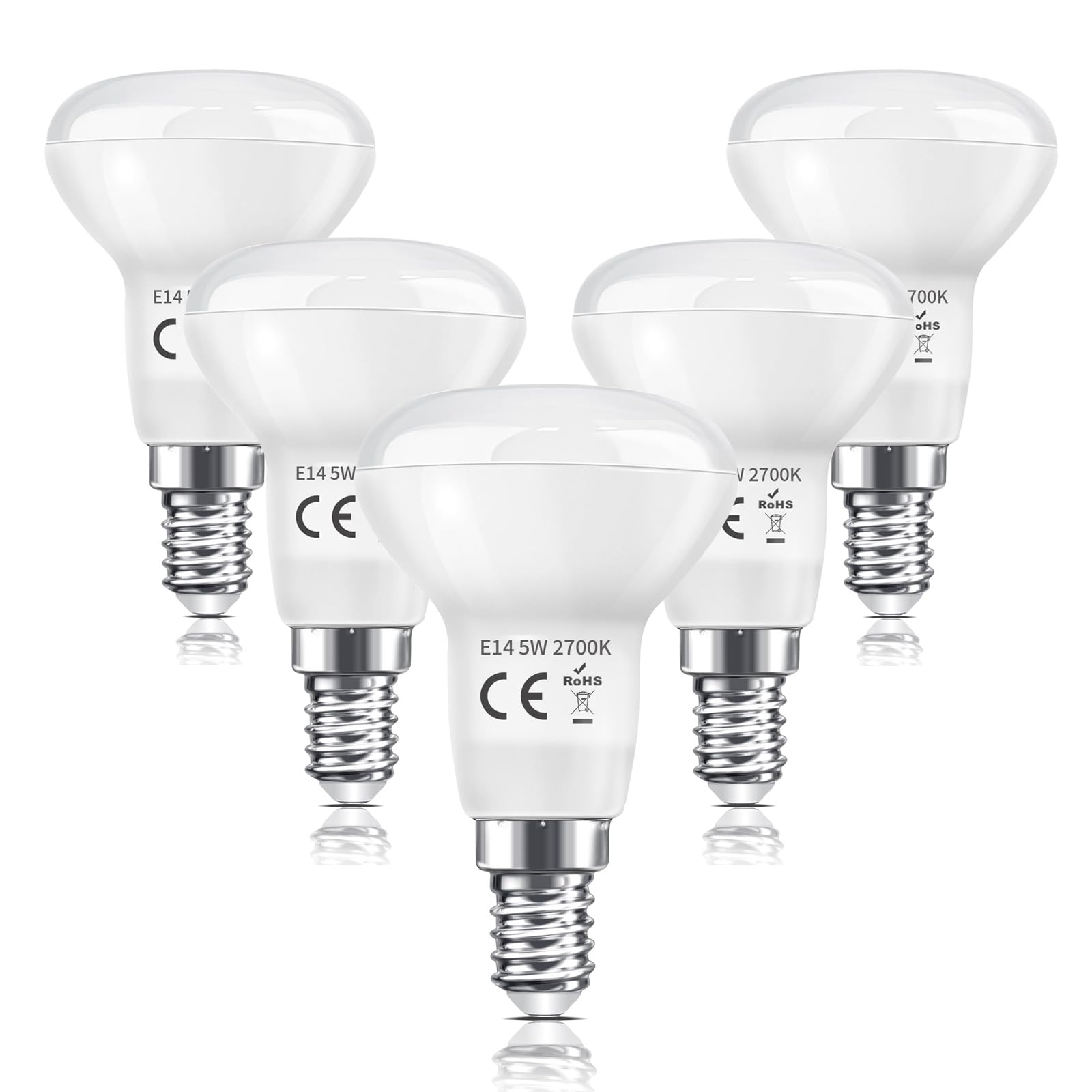 Caldarax R50 E14 LED Spotlight 5W Warm White 2700K, Reflector SES Small Edison Screw Light Bulb, 40W Equivalent, 475LM, Non-Dimmable, Pack of 5