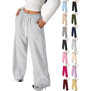 ZGTWHZY Girls Wide Leg Sweatpants Kids Baggy Casual Elastic Waist Track Sweat Pants with Pockets Y2k Streetwear 5-16 Years