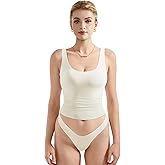 SUUKSESS Women Scoop Neck Tank Top Summer Sleeveless Going Out Double Lined Basic Tops