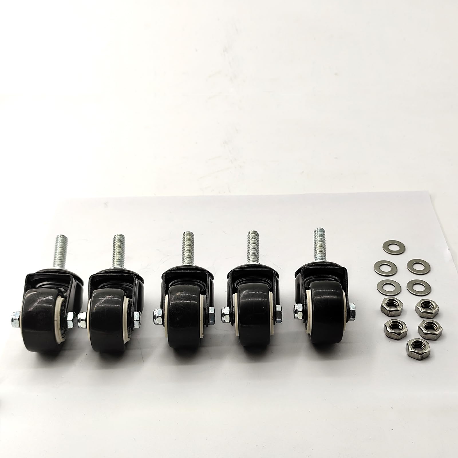 1.5" M8x25 Threaded Rod and Spacer Nut Roll for Shopping Trolleys, Workbenches, Furniture (Unbraked Wheels, 5)