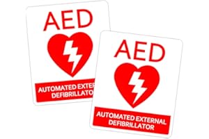 AED Stickers Heart-Shaped AED Identification Sign Labels- 8 Pieces, 6x5 Inches, Waterproof, Sun-Resistant, Scratch-Proof, Eas