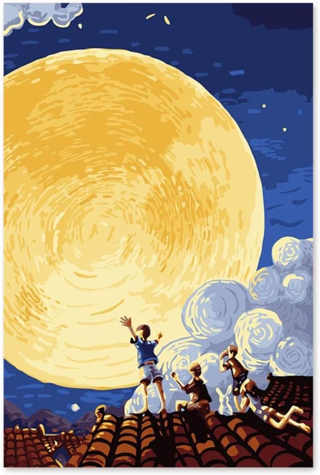 Paintyty Painting By Numbers Art Paint By Number Diy Oil Manual Coloring Decoration Mid Autumn Festival Moon Draw Their Color Amazon Co Uk Kitchen Home