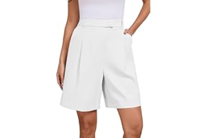 Famulily Womens Summer Bermuda Shorts Casual High Waisted Wide Leg Shorts with Pockets