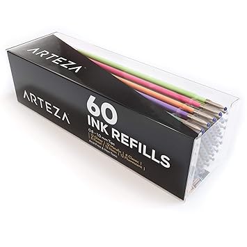 ARTEZA Gelschreiber-Mine | 60 Ersatzminen für Gelstifte | Austausch-Mine für Gelroller | 0.8-1.0 mm Stiftspitze | Ideal zum S
