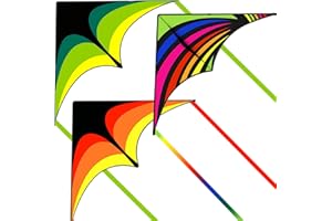 3 Pack Delta Kites Set for Adults, Easy to Fly Large Beach Kites Pack with 300ft Kite String