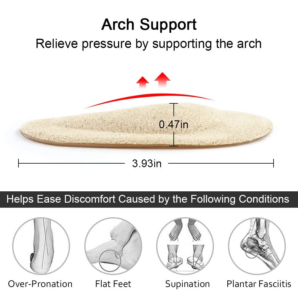 Dr. Foot\'s Arch Support Shoe Inserts for Flat Feet and Heel Grips for Slipping, Rubbing or Blisters, Gel Arch Pads for Plantar Fasciitis, Adhesive Insoles for Relieve Pain for Women and Men (Beige)
