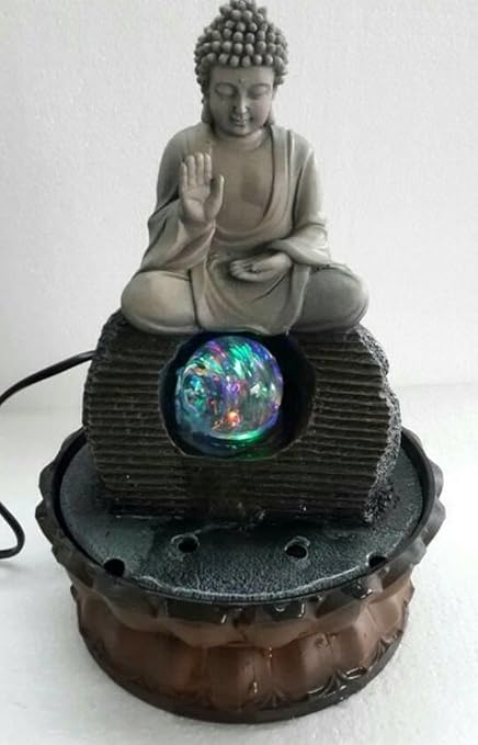 Ez Life Fengshui Water Fountains - Buddha Blessings With Crystal Ball & Led Light