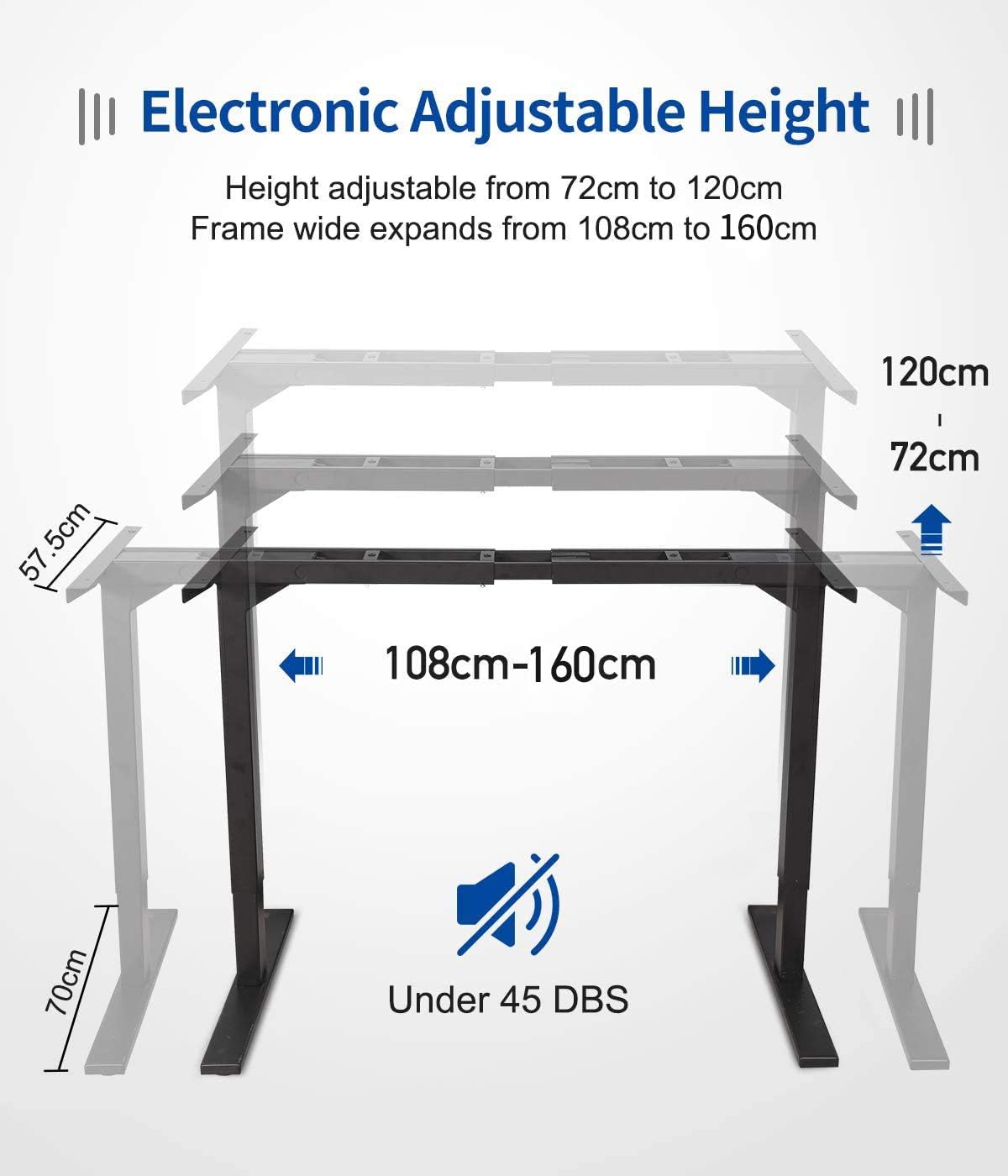 MAIDeSITe Adjustable Height Standing Desk Frame Two-Stage Desk Stand Sit-stand Table Workstation Ergonomic Workplace with Memory Smart Pannel (2 Stage - Image 4