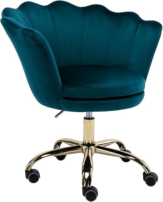 Amazon Com Cimota Desk Chair Velvet Task Chair Home Office Chair Adjustable Swivel Rolling Vanity Chair With Wheels For Adults Teens Bedroom Study Room Teal Blue Kitchen Dining
