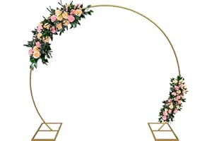 Kusamue Balloon Arch Stand Kit, 7.9ft (2.4m) Metal Round Backdrop Stand Frame Set: Half Circle Gold Balloon Arch for Birthday Party Baby Shower Wedding Graduation Decoration (Golden)