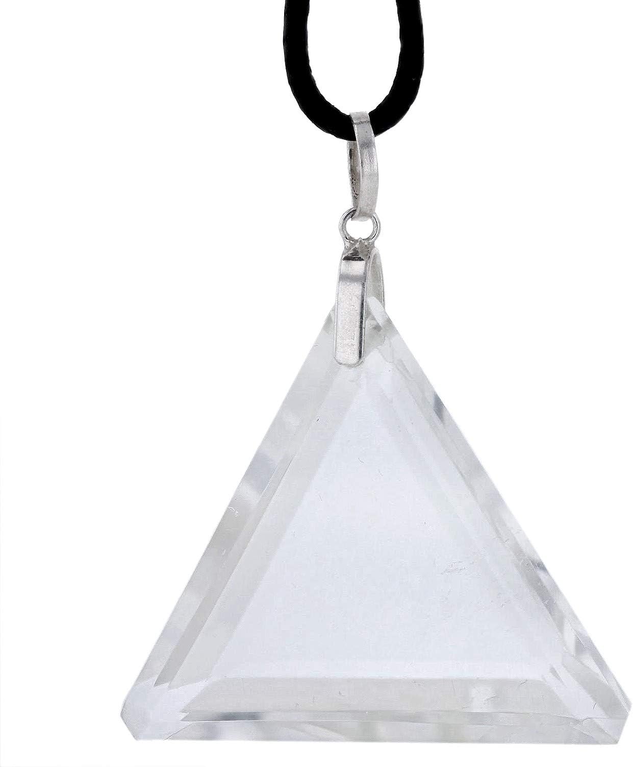 Clear Quartz Faceted Triangle Pendant - Crystal Clear Miracles Healing - Powerful - Blessed - Hand Faceted Natural Stone