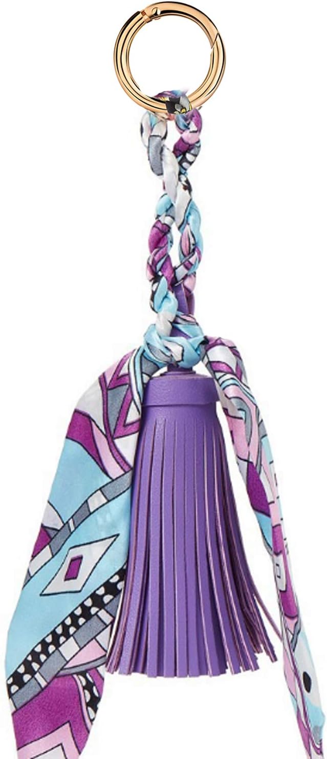 JOUDOO Tassels Keychain with Silk Ribbon for Handbag Purse Backpack Phone Hanging Pendant Keyring GJ021