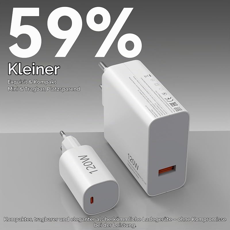 120W USB C Ladegerät Ladekabel für Xiaomi 17Max 17T Pro 17Pro max