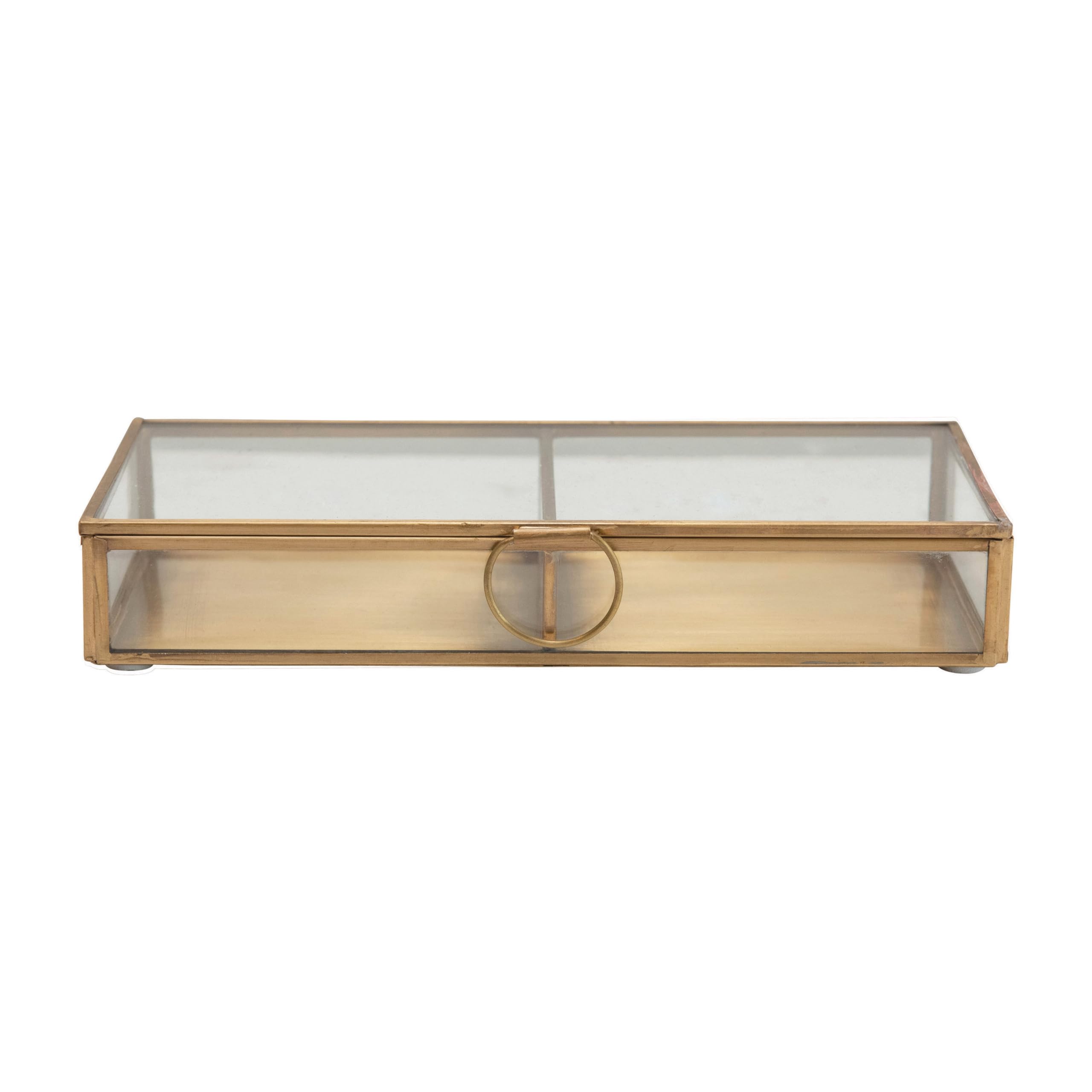 Creative Co-op Storage Box, Brass Metal Glass