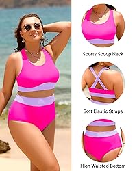 Aqua Eve Plus Size Two Piece High Waisted Bikini