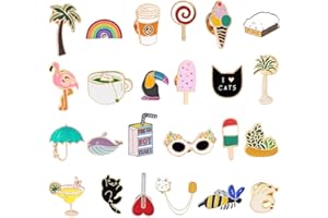 MJartoria Cute Pins for Backpack-24PCS Cartoon Cactus Food Animal Enamel Cool Brooch Pin Badges Set for Backpack Clothes Bags Novelty Pins Enamel Pin Set Aesthetic Pins(multi pattern-24pcs)