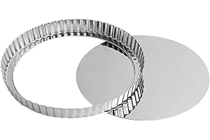 Fox Run Stainless Steel Tart Pan with Removable Bottom, 9" Quiche Baking Pan