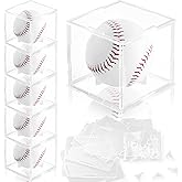6 Pack Assembled Baseball Display Case, UV-Blocking Acrylic Baseball Holder Display Case, 3.2 Inch Cube Clear Softball Holder Box, Signed Baseballs Protector for Collectibles, Tennis Ball