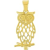 Jewelry America 14k Yellow Gold Owl On Branch Charm Pendant