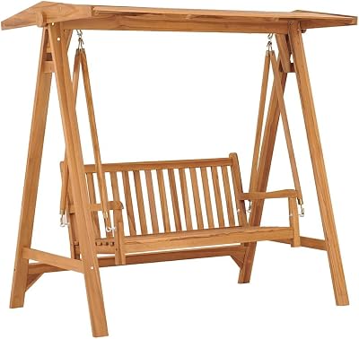 vidaXL Teak Wood Swing Bench Outdoor Garden Patio Furniture Durable
