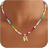 Maxcate Bubble Colorful Initial Necklaces for Women Girls Kids - Teen Girls Gifts Trendy Bubble Beaded Initial Necklace Cute Letter Birthday Gifts Choker Necklace for Women Girl Kids Jewelry