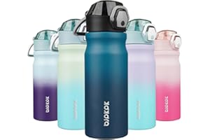 BJPKPK 18oz Insulated Water Bottle With Straw Stainless Steel Double Wall Water Bottles BPA-Free Leak Proof Thermos With Lockable Flip Lid And Soft Silicone Spout,Indigo Black