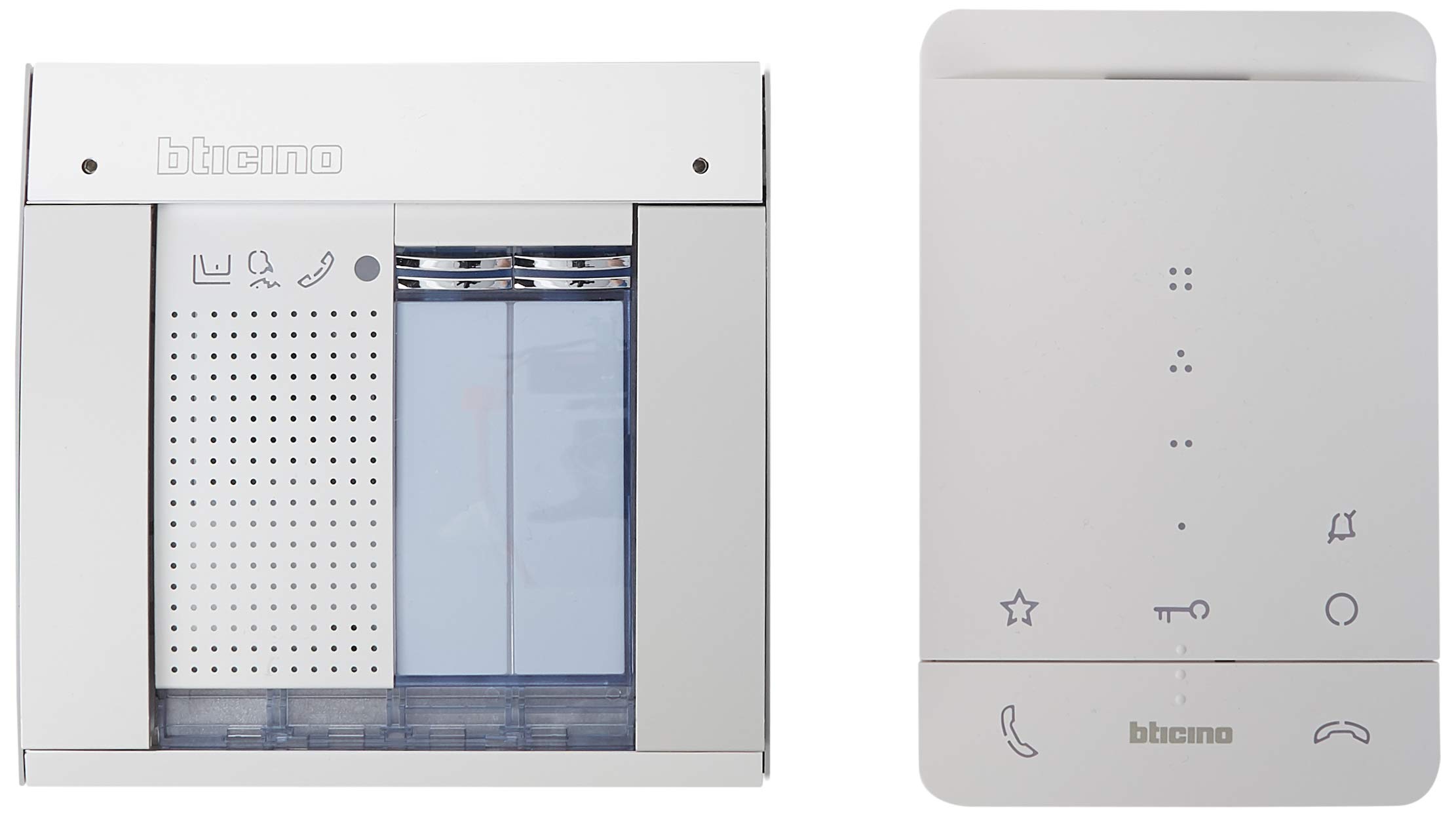 Bticino Audio House Station Class 100 A16M, Interior with Handset for 2-Wire Door Intercom Systems with Door Function / Switch Switch, 3 Sensor Buttons, 4 Freely Configured Buttons and 16 Melody Calling Tones, White, 17 cm