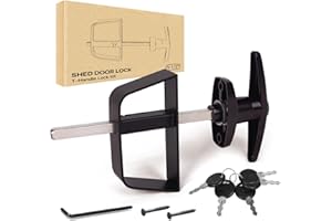 5-1/2" T-Handle Lock kit-Hurrikom Shed Door Latch with 5 Keys, 5-1/2" Stem Shed T-Handle Lock Kit for Sheds Doors, Playhouses, Chicken Coops,Camper, RV, Garage Door(Black)