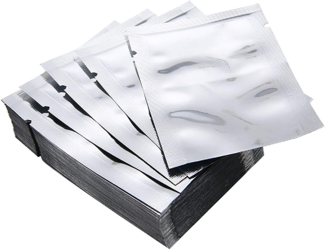 Mylar Bags, Mylar Bags Cheap, Mylar Bags For Food Storage 100pcs Silver Aluminum Foil Mylar Bags Vacuum Sealer Zipper Food Saver Bag Storage Pouches For Kitchen Tools (W 8Cm L 12Cm)