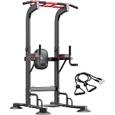 SogesHome Pull Up Bar and Dip Station Adjustable Home Gym Fitness Equipment | Multifunctional Heavy Duty Power Tower 330LB Capacity, Free Standing Strength Training Exercise Machine for Full Body Workout