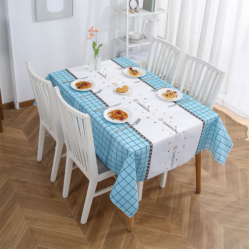137*180cm Blue Checkered PVC TableCloth Plaid Wipeable Tablecloth Rectangular ,Plastic Wipe Clean Tablecloth Stain Resistant,Waterproof,Oil-proof Gingham Table Cover for Outdoor Picnic,Party,Dinner — image 1