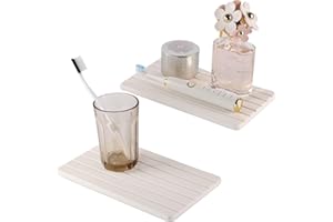 NiuYichee 2 PCS Water Absorbent Diatomite Coasters (9.5" x 5.5"), Grooved Design, Water Absorbing Stone Used for Hand Soaps &