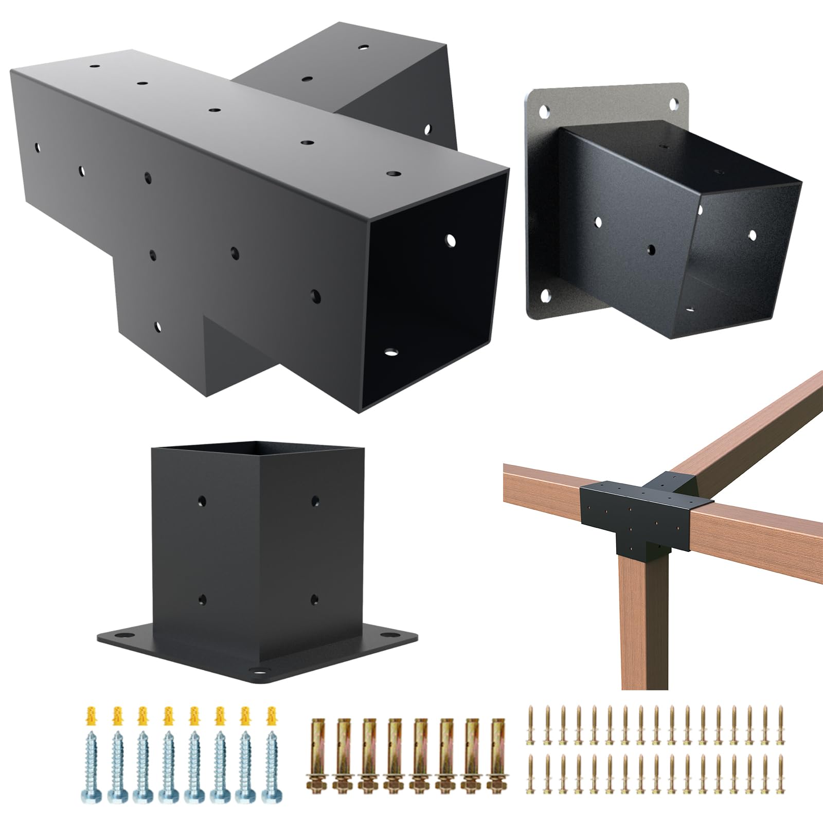 Pergola Kit, 15° 4-Way Slanted Roof Pergola Bracket Set, Powder-Coated ...