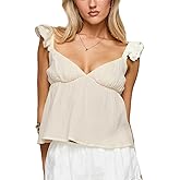 Women Y2K Solid Color Tank Top Cute Layered Lace Trim Fly Sleeve Loose Fit Crop Vest Summer Going Out Peplum Blouse