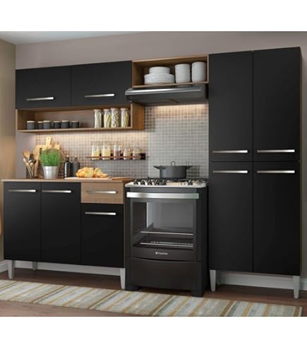 Cozinha Compacta Primavera Bella CS863 Onix/Noce | Amazon.com.br